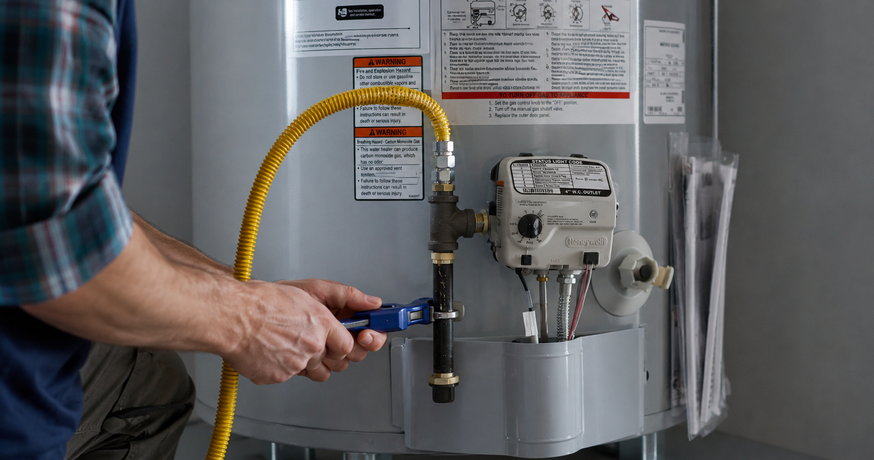 Parker Plumber inspecting a tankless water heater