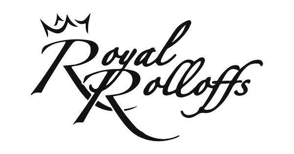 Stylized black logo reading “Royal Rolloffs” with a small crown above the text