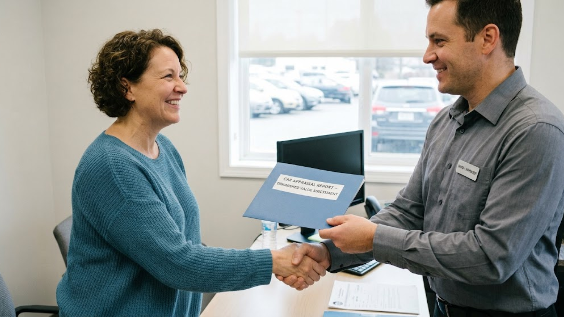 Vehicle owner receiving diminished value assessment report