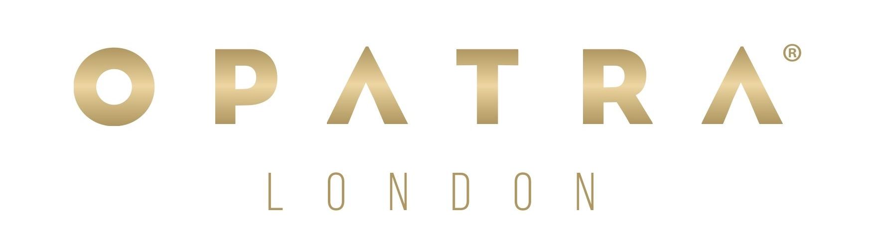 Ein goldenes Logo für Opatra London auf weißem Hintergrund