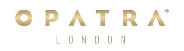 Ein goldenes Logo für Opatra London auf weißem Hintergrund