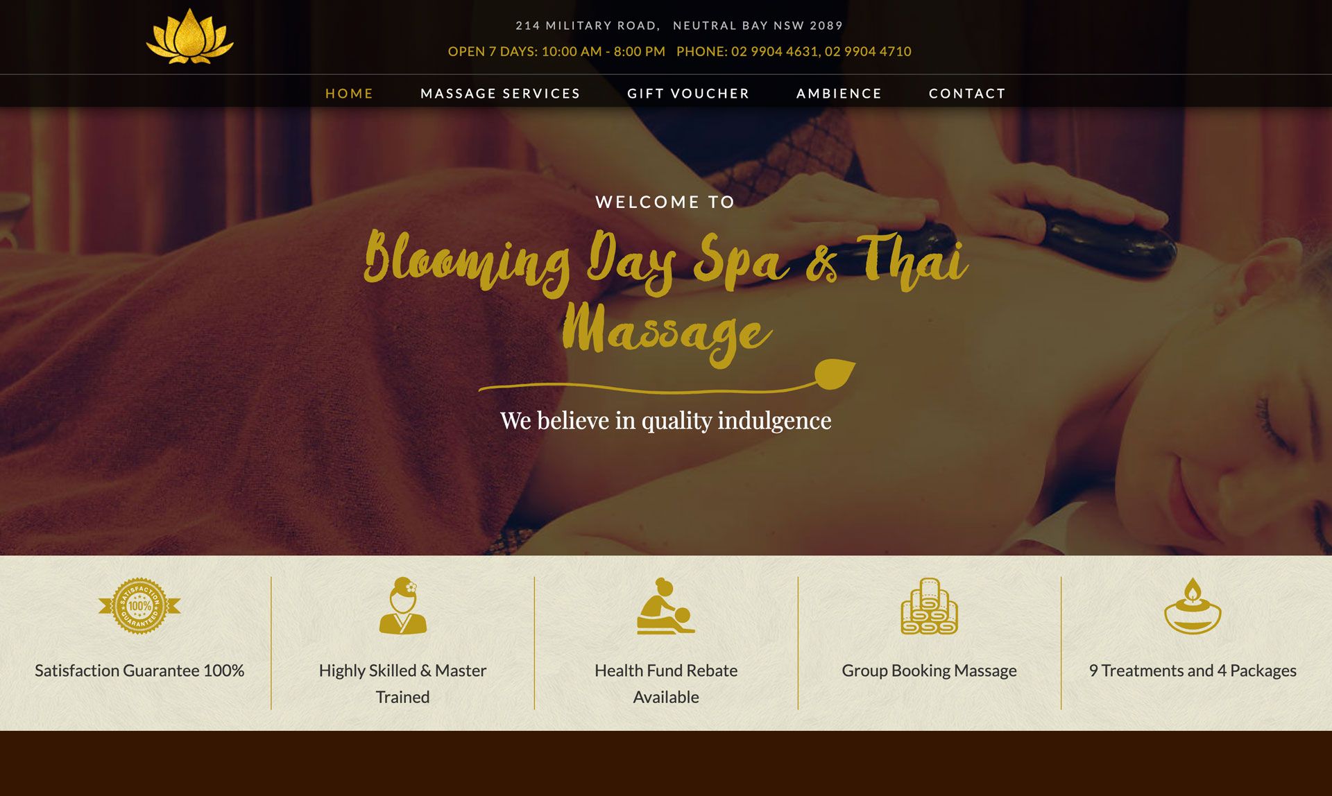 Web Design for Blooming Day Spa Neutral Bay