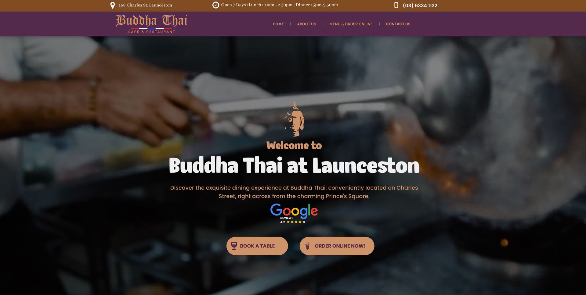 Web Design for Buddha Thai Restaurant, Launceston TAS