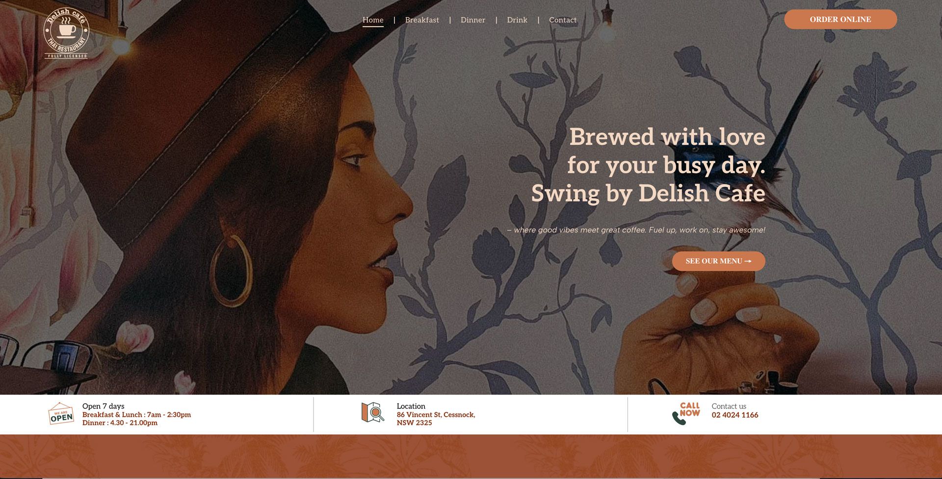 Web Design for Delish Cafe & Thai Restaurant, Cessnock