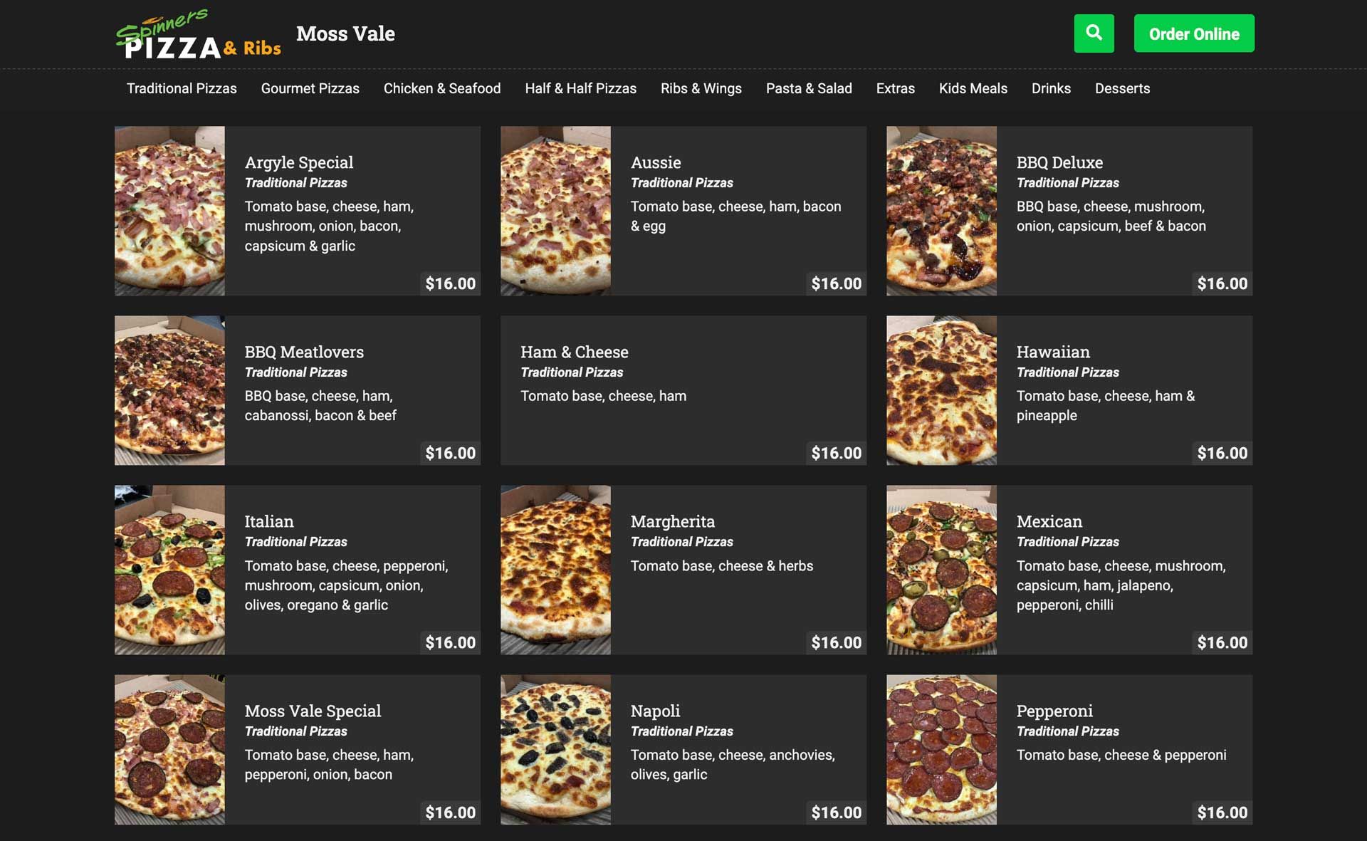 Commission Free Online Ordering System for Spinners Pizza & Ribs Sydney