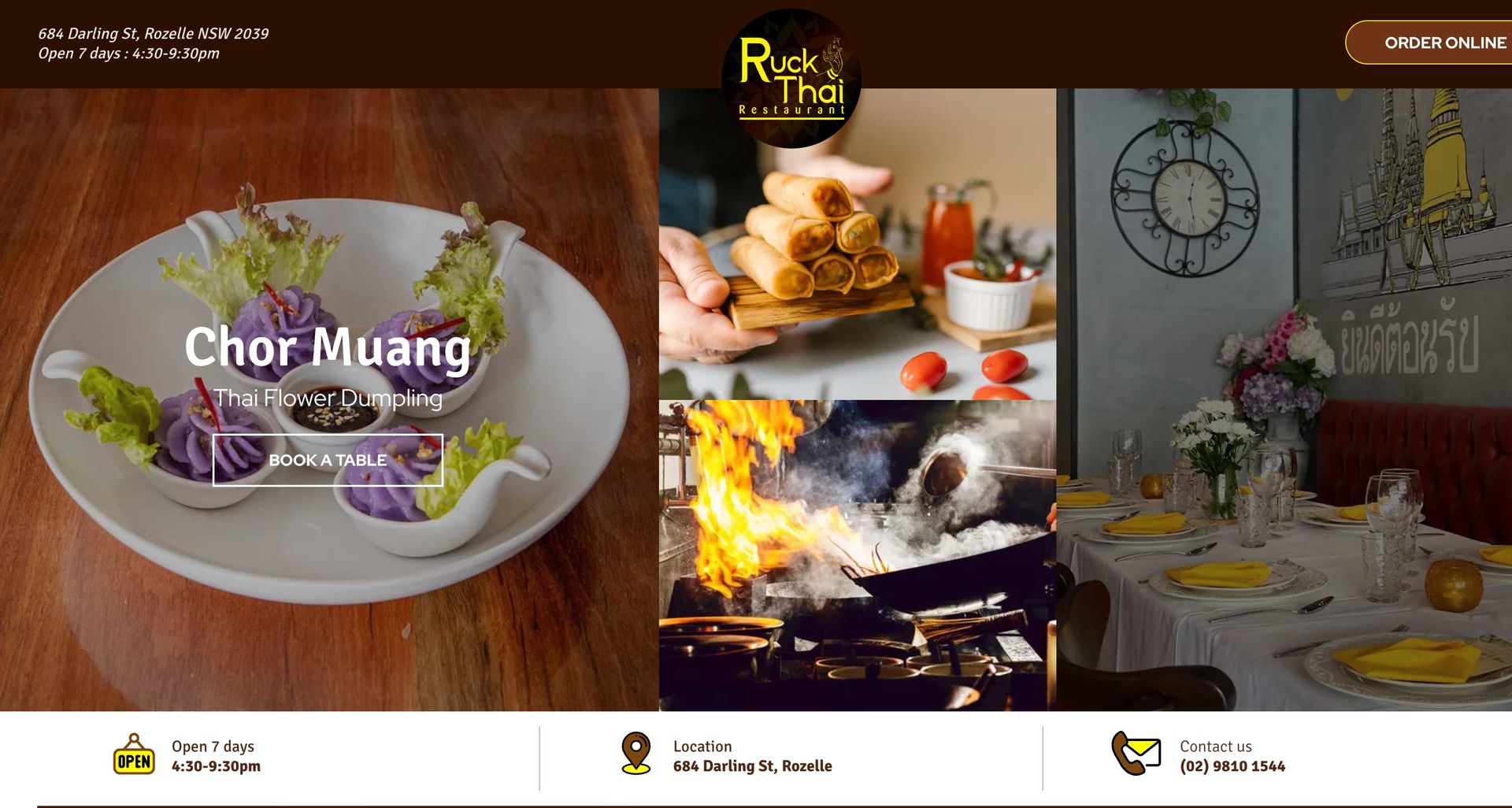 Web Design for Ruck Thai Restaurant Rozelle