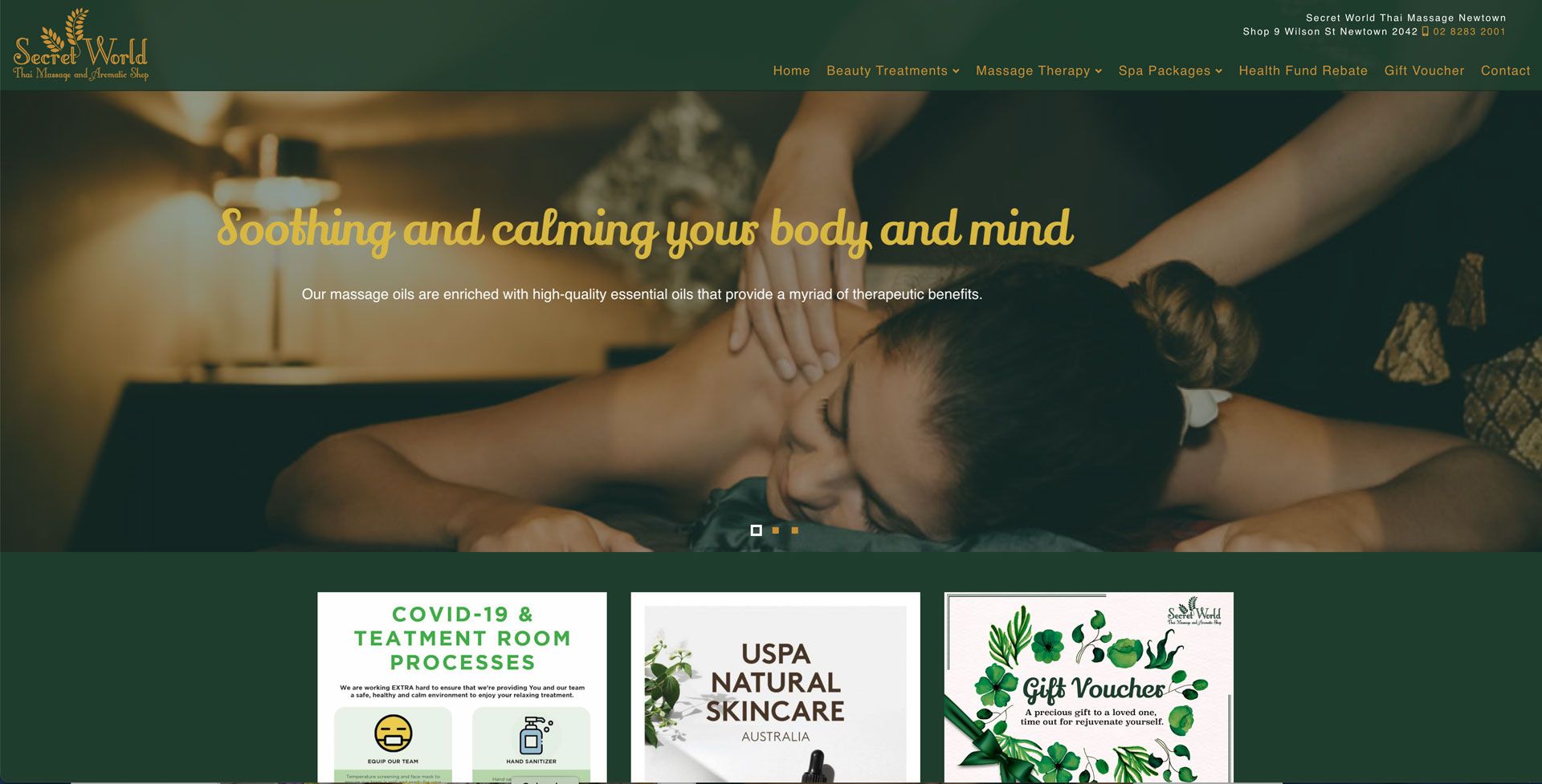 Web Design for Secret World Thai Massage, Newtown