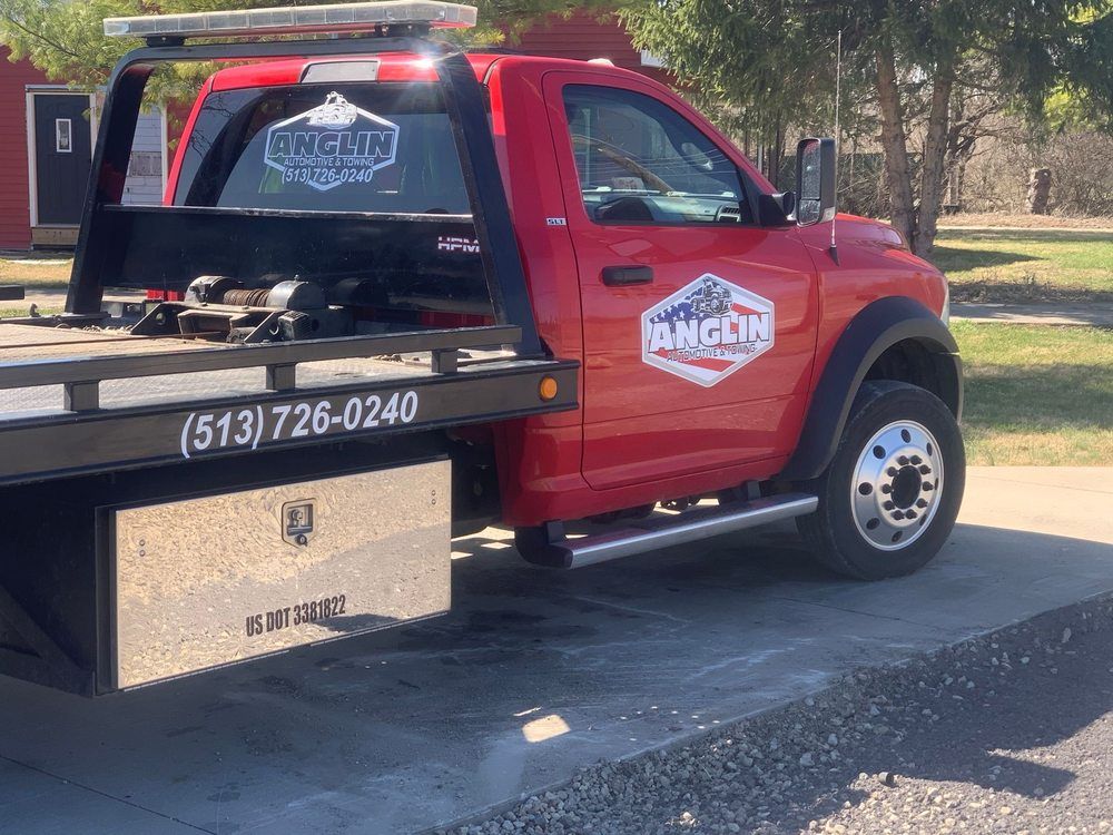 Red tow truck with 
