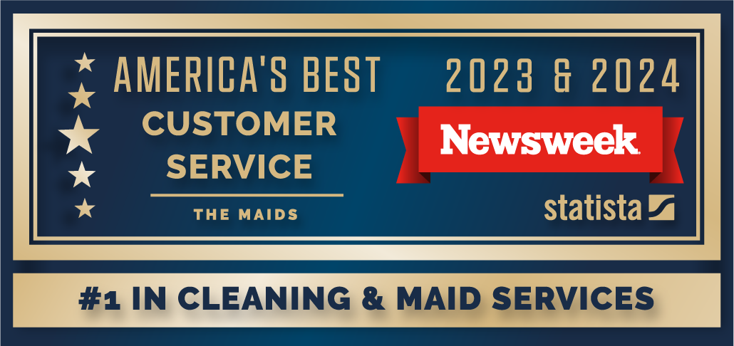 Award badge: “America’s Best Customer Service 2023 & 2024” by Newsweek and Statista, with “#1 in cleaning & maid services”