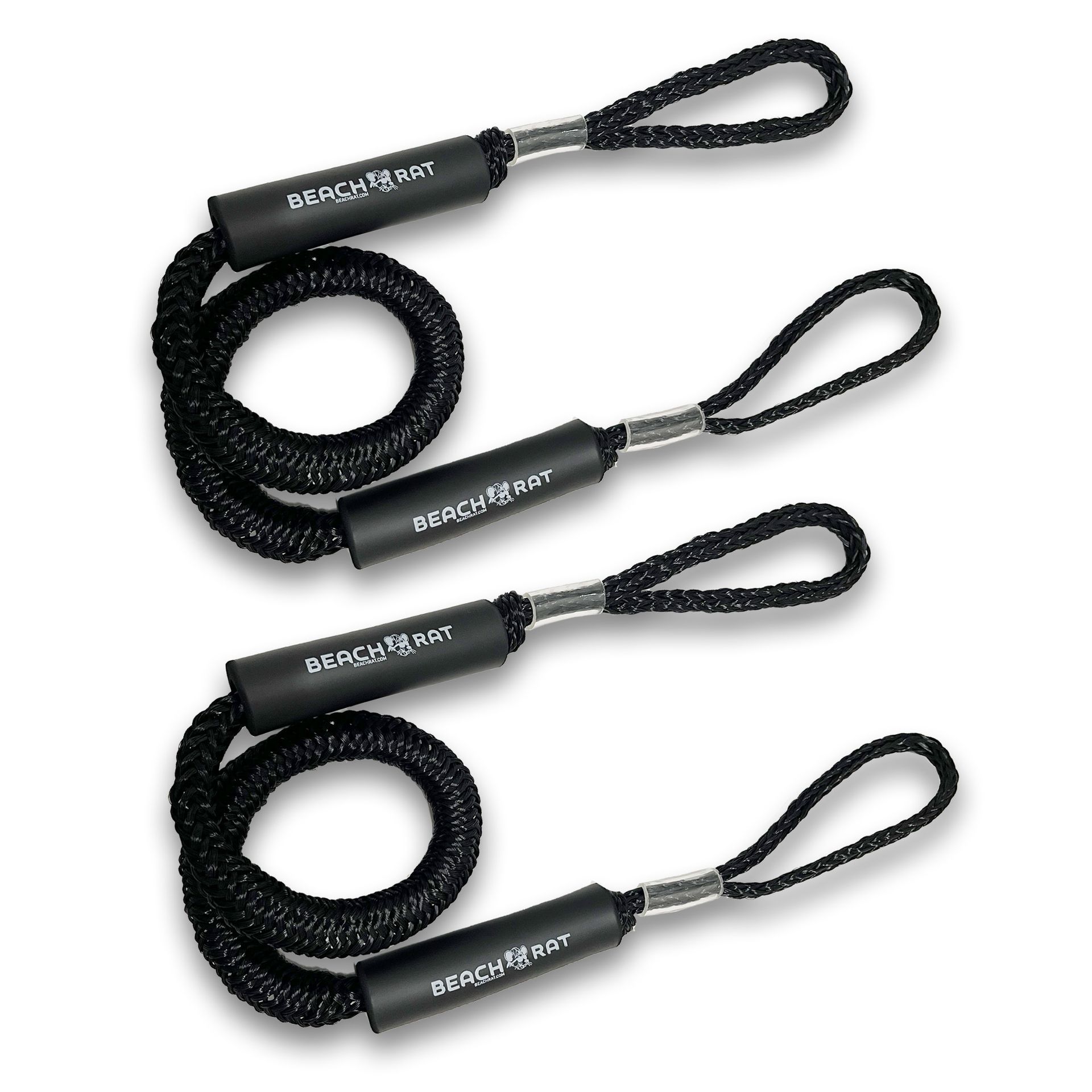 (2-Pack) Black Beach Rat Bungee Ropes - 4' – 5.5'