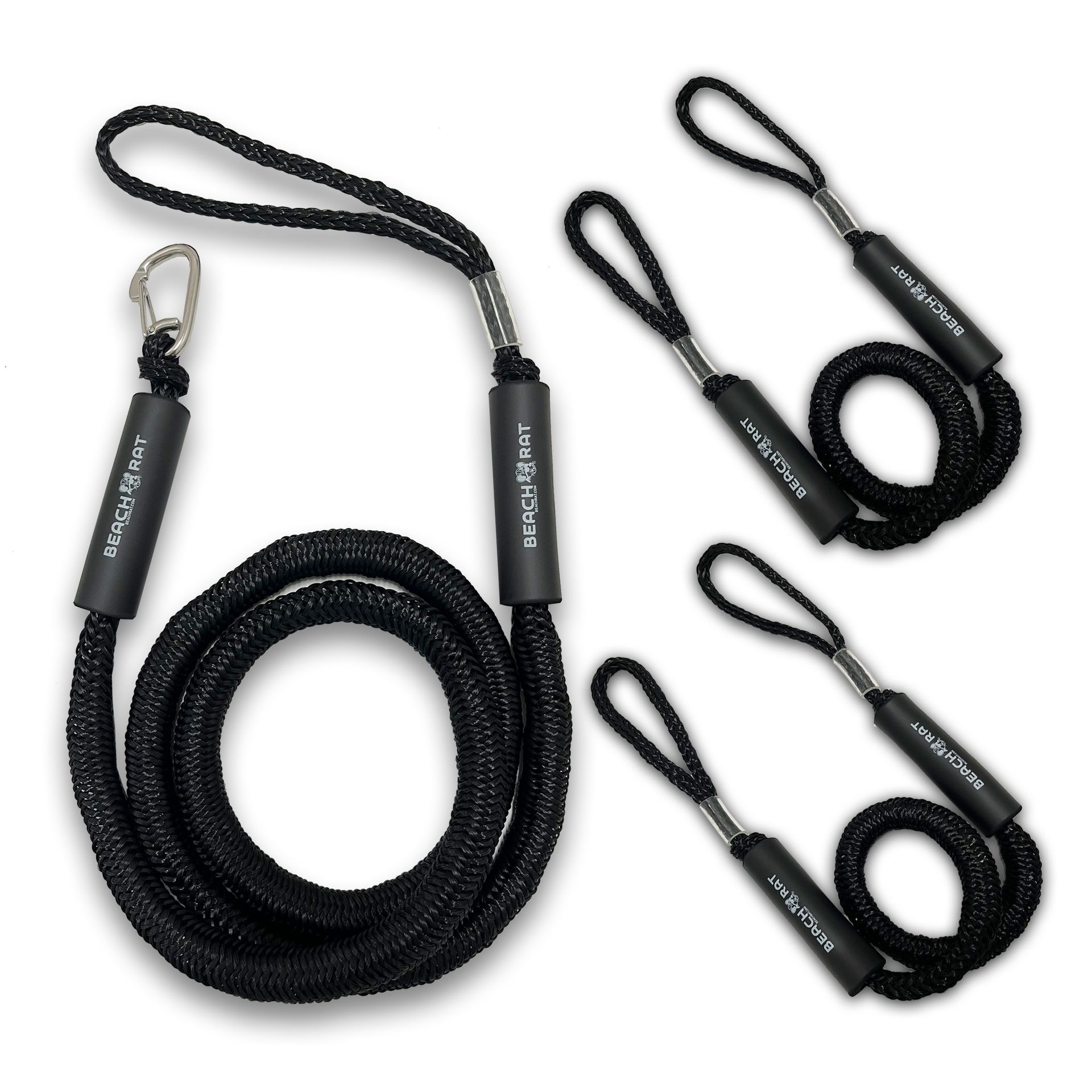 Rope Kit - Black Beach Rat Bungee Ropes - (Qty 1) 7 – 14' Rope & (Qty 2) 4' – 5.5' Ropes