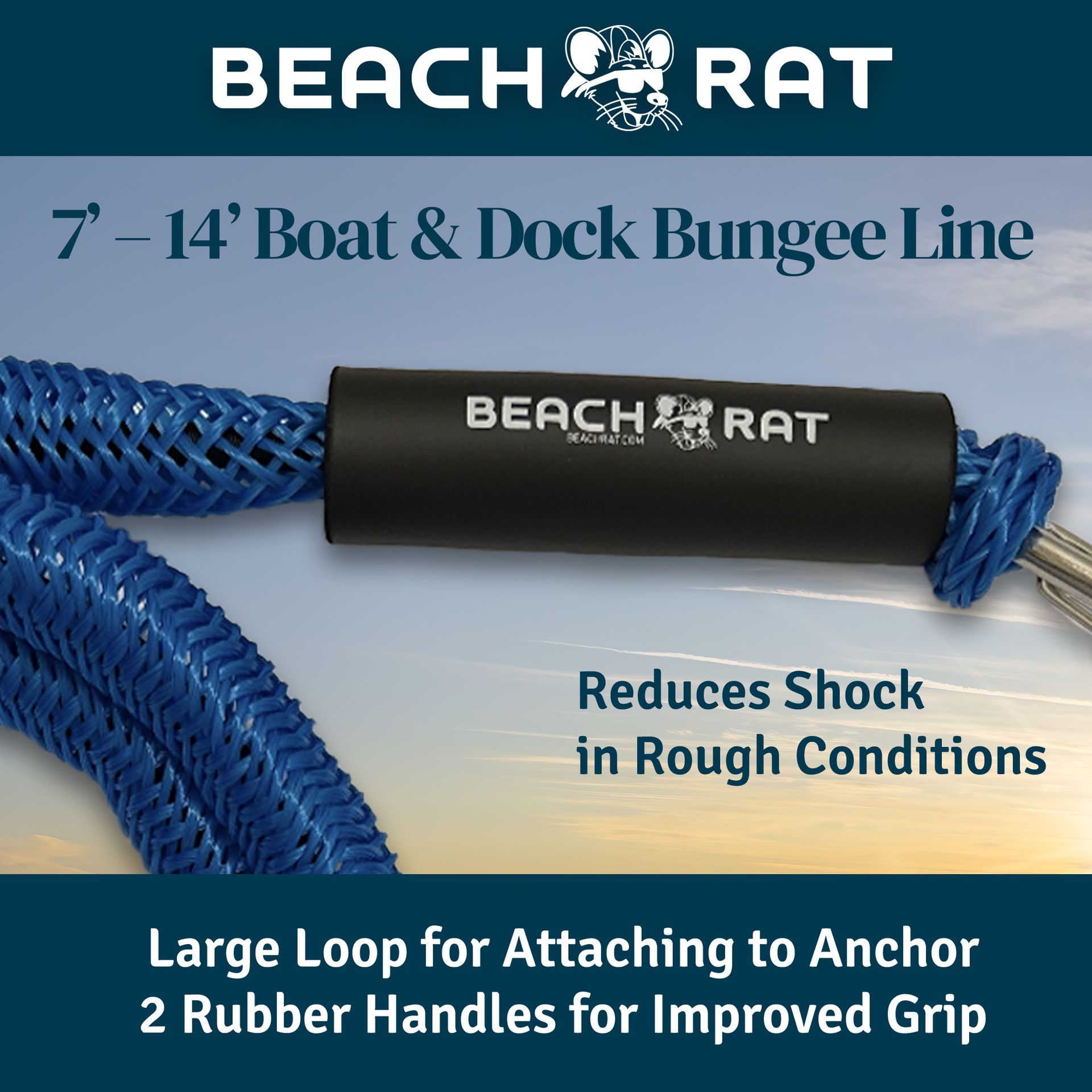 Blue Beach Rat Bungee Rope - 7' – 14'
