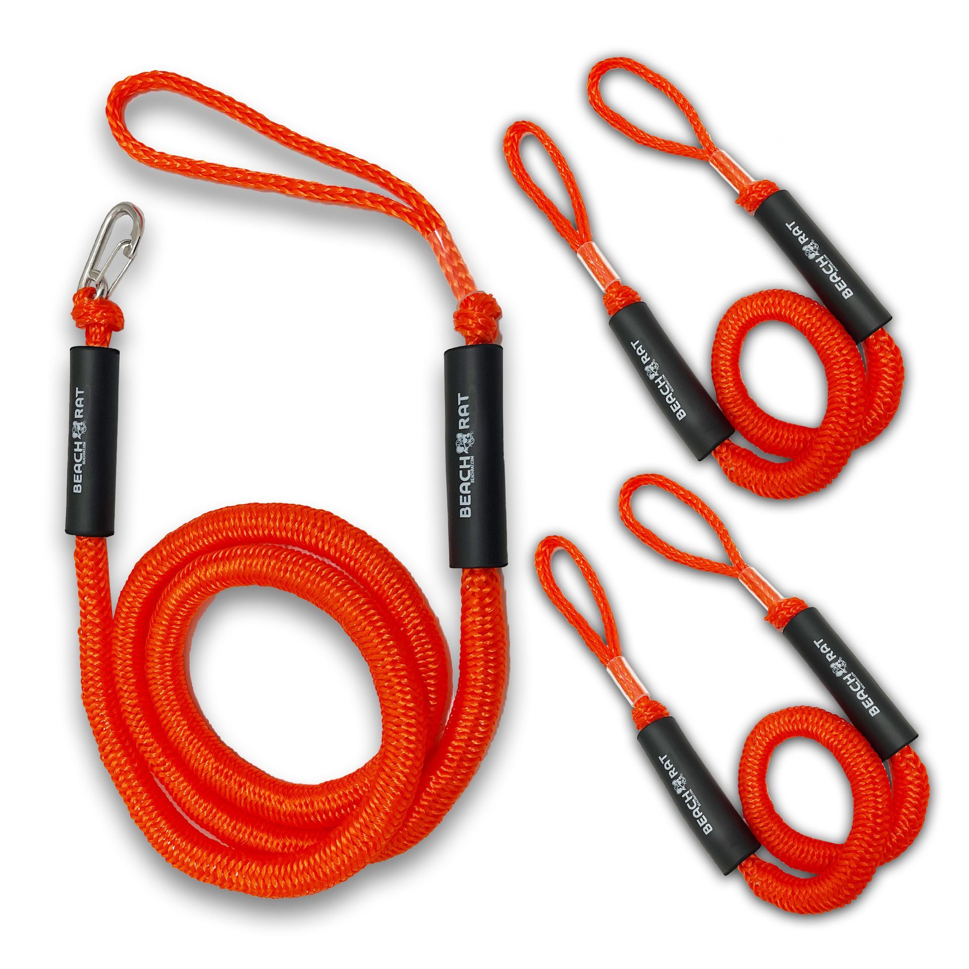 Rope Kit - Orange Beach Rat Bungee Ropes - (Qty 1) 7 – 14' Rope & (Qty 2) 4' – 5.5' Ropes