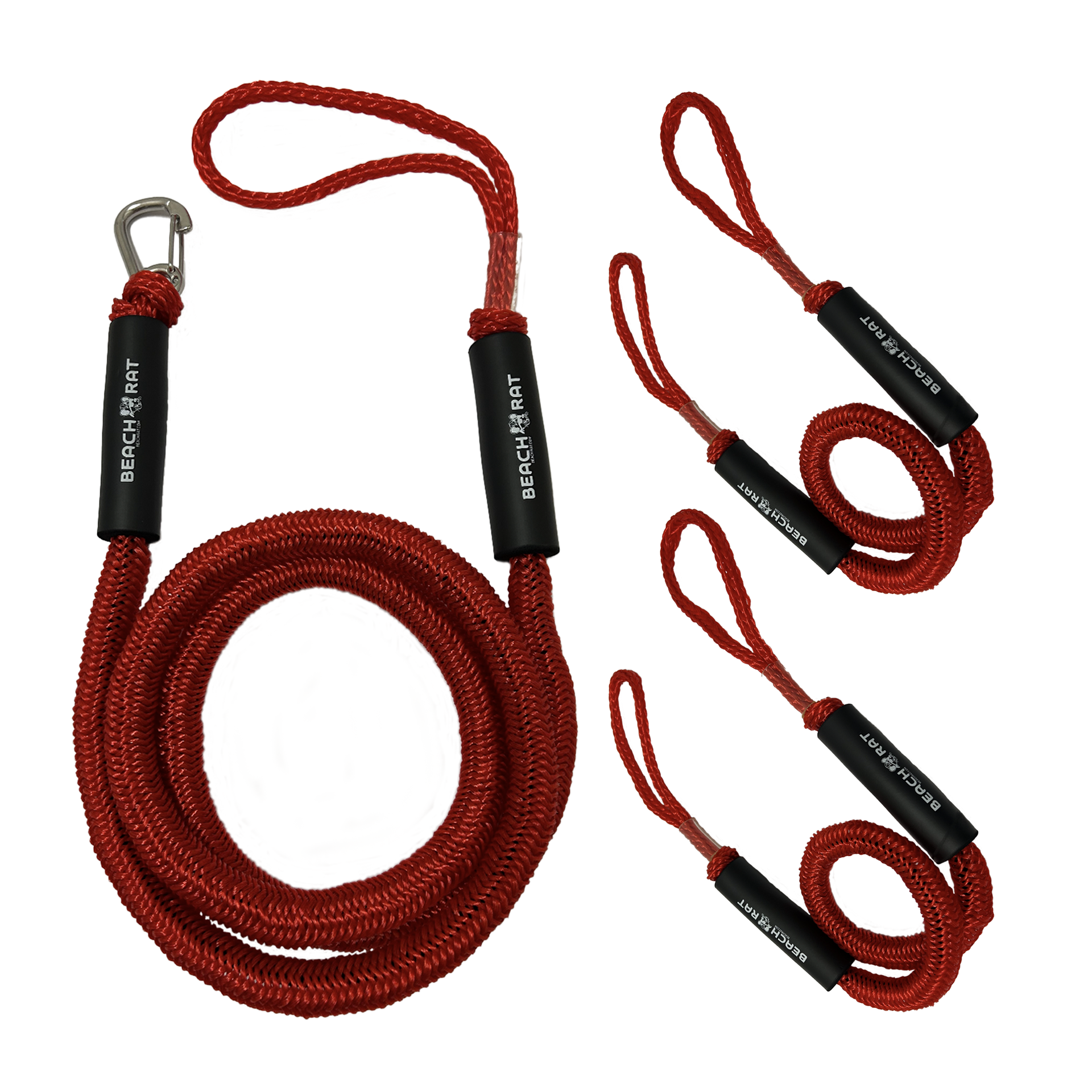 Rope Kit - Red Beach Rat Bungee Ropes - (Qty 1) 7 – 14' Rope & (Qty 2) 4' – 5.5' Ropes