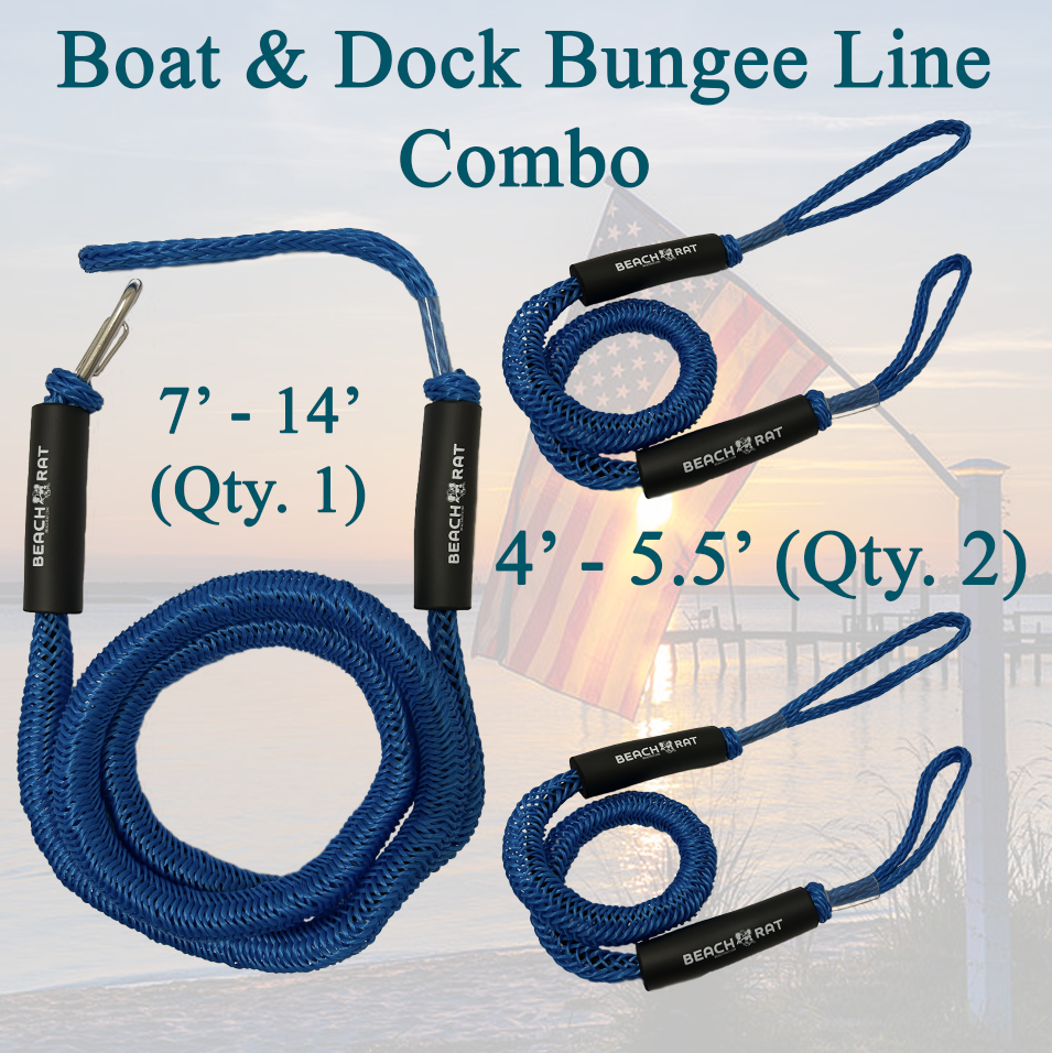 Rope Kit - Blue Beach Rat Bungee Ropes - (Qty 1) 7 – 14' Rope & (Qty 2) 4' – 5.5' Ropes