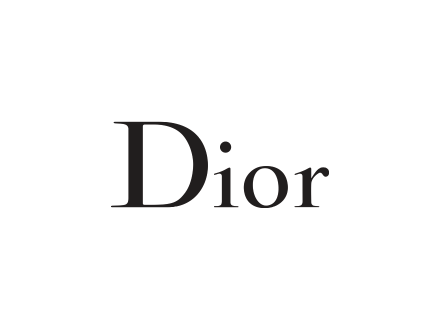 A black and white logo for dior on a white background.