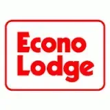 The logo for econo lodge is red on a white background.