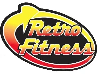A logo for retro fitness is shown on a white background