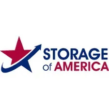 The logo for storage of america has a star and an arrow.