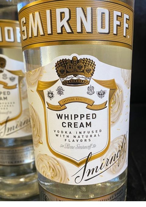 A bottle of smirnoff whipped cream vodka