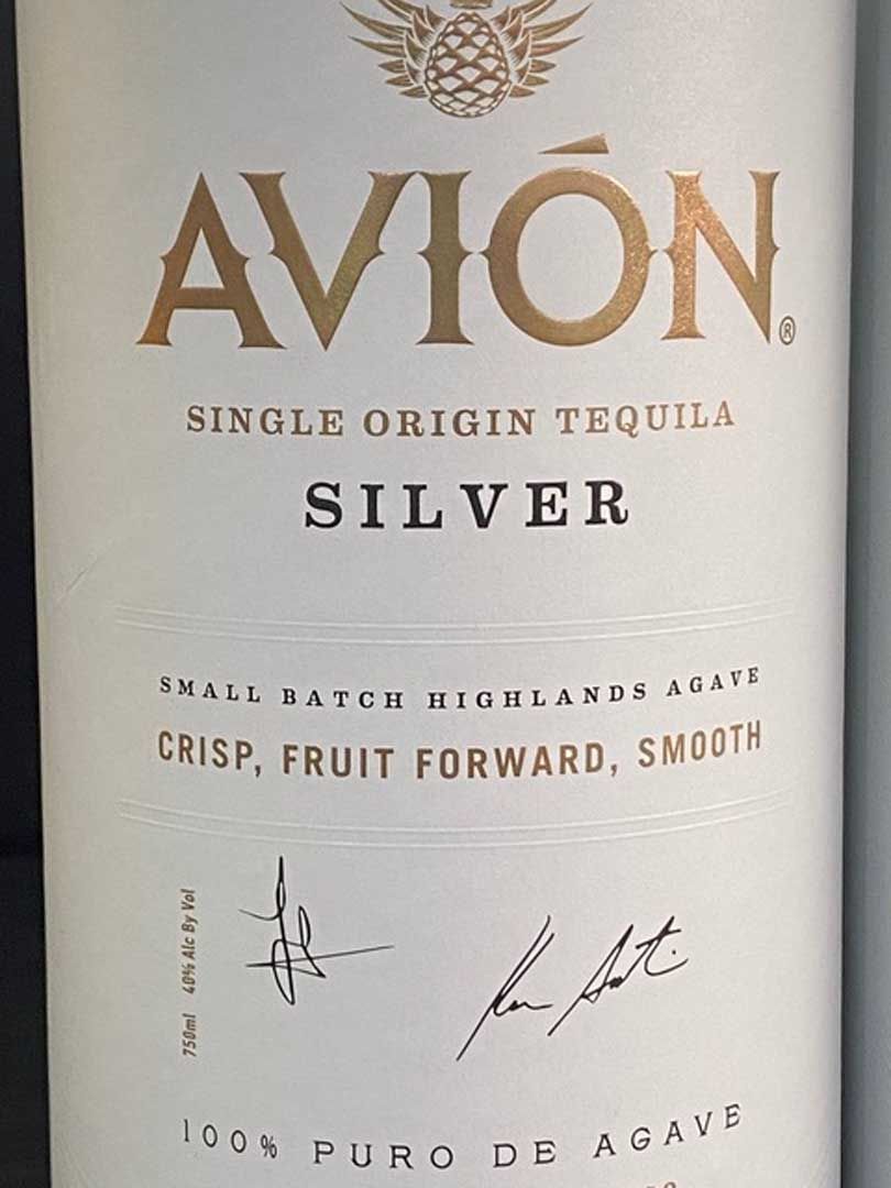 A bottle of avion single origin tequila silver