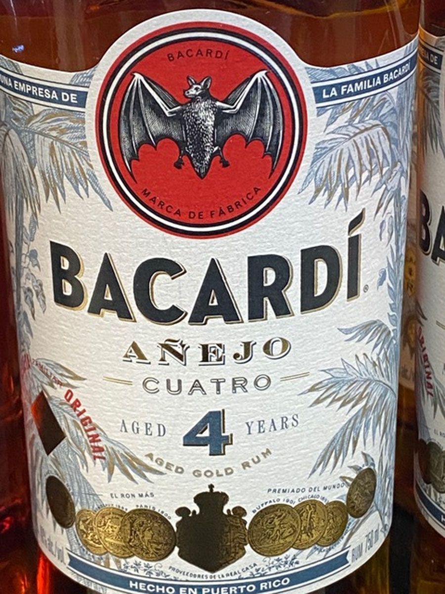 A bottle of bacardi añejo 4 years aged gold rum