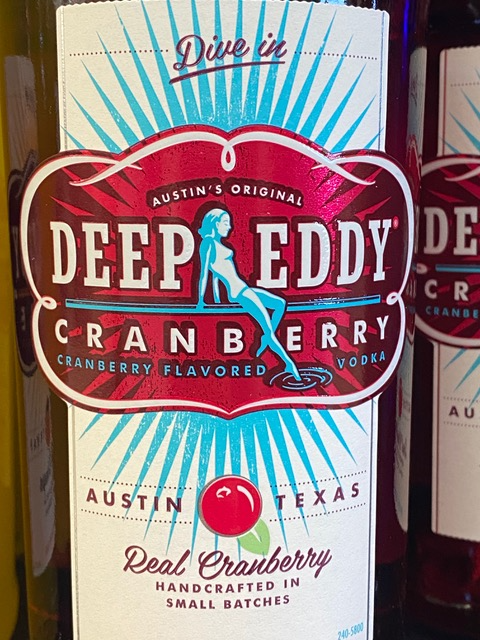 A bottle of deep eddy cranberry flavored liquor