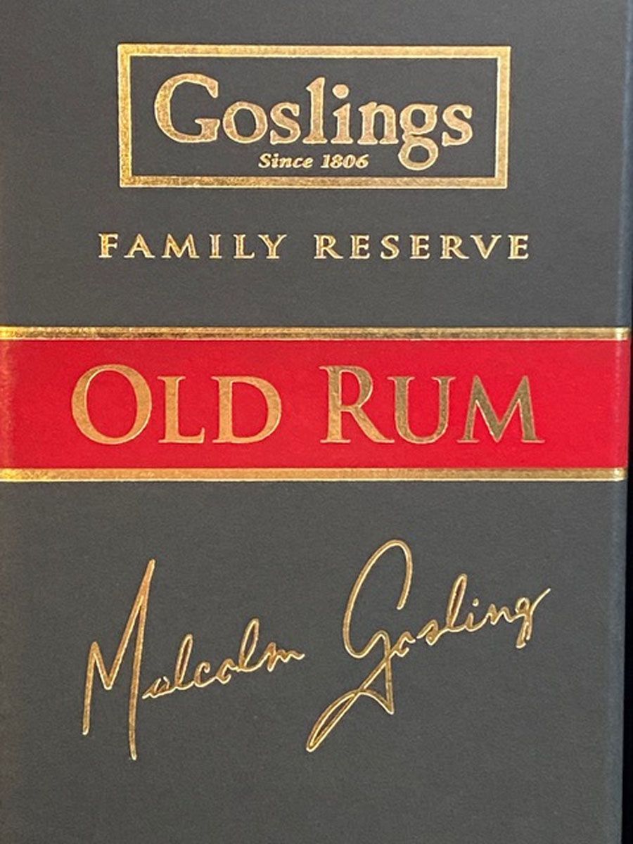 A bottle of goslings family reserve old rum