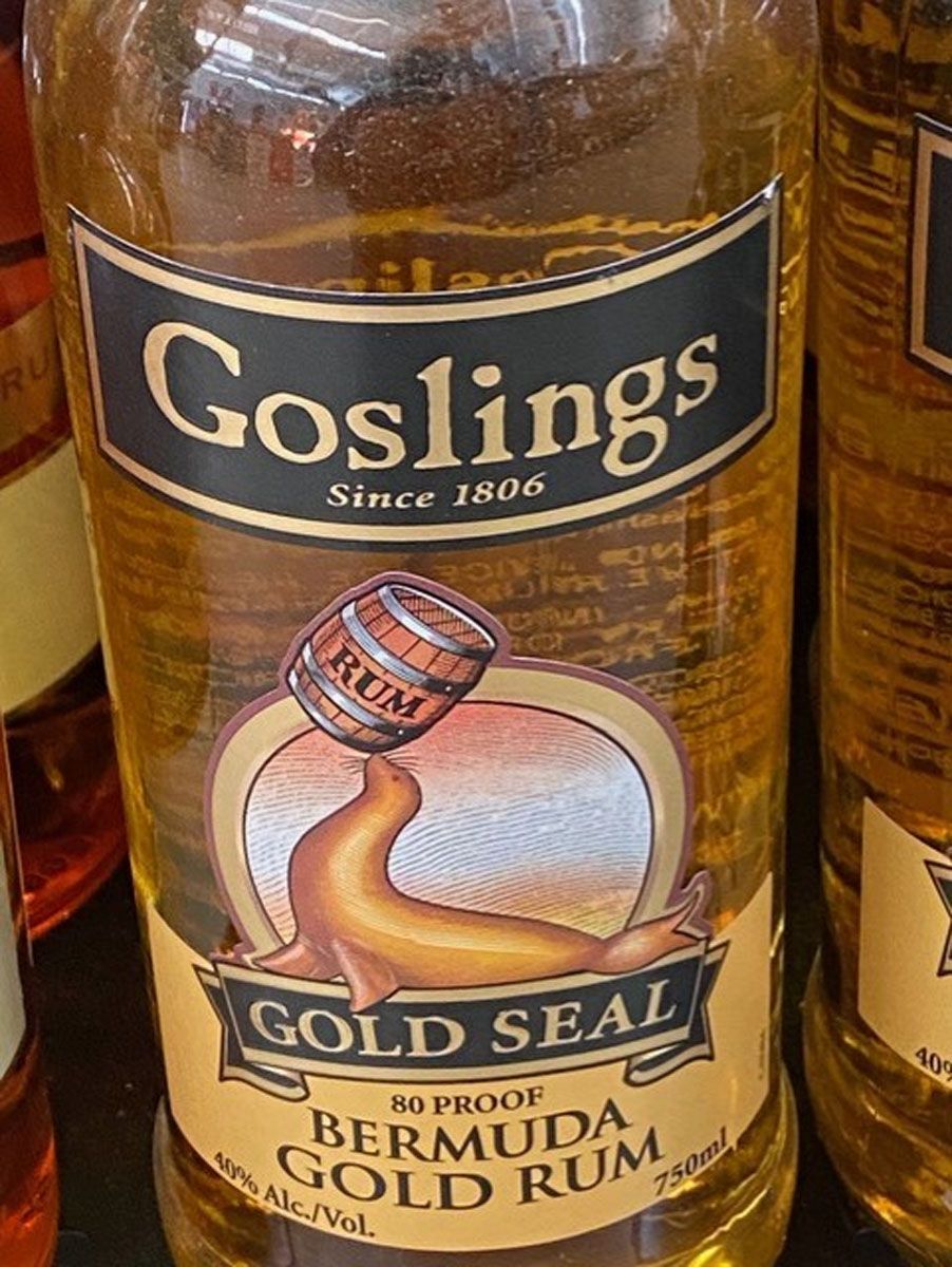 A bottle of goslings gold seal bermuda gold rum