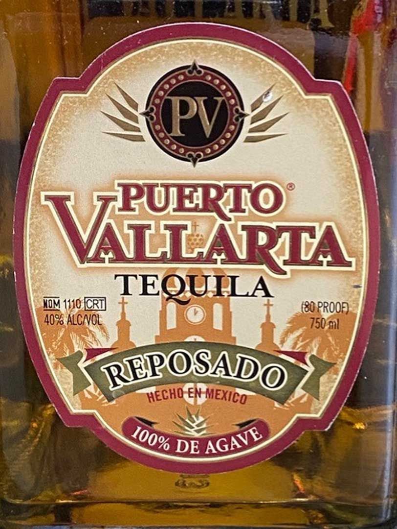 A bottle of puerto vallarta tequila reposado