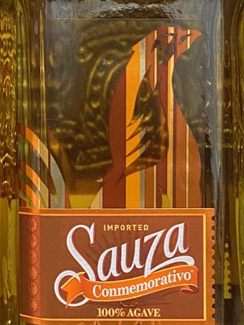 A bottle of sauza conmemorativo 100 % agave