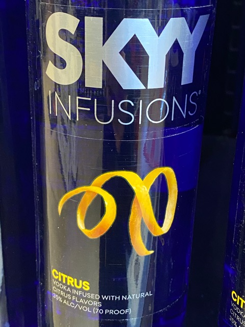 A bottle of skyy infusions citrus vodka