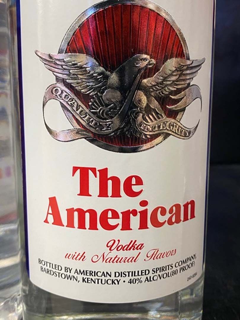A bottle of the american vodka with natural flavors