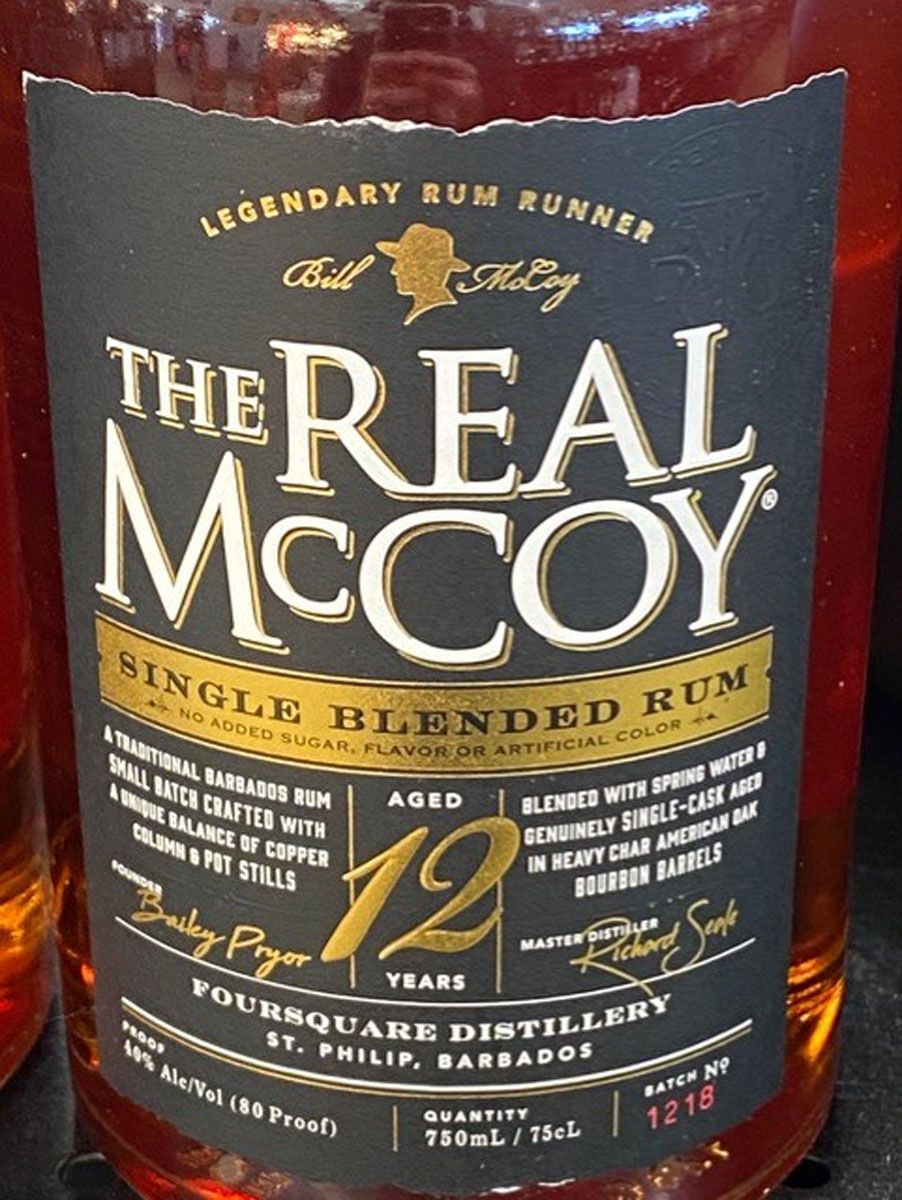 A bottle of the real mccoy single blended rum