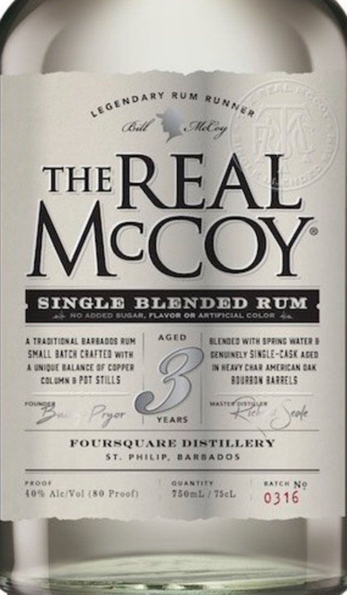 A bottle of the real mccoy single blended rum