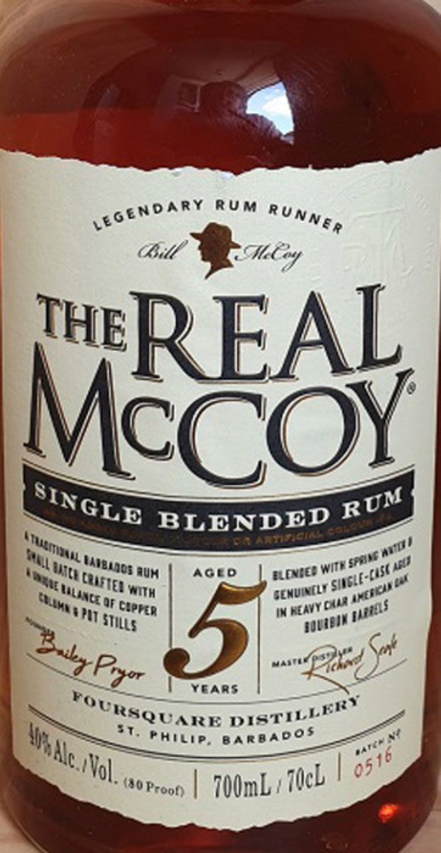 A bottle of the real mccoy single blended rum