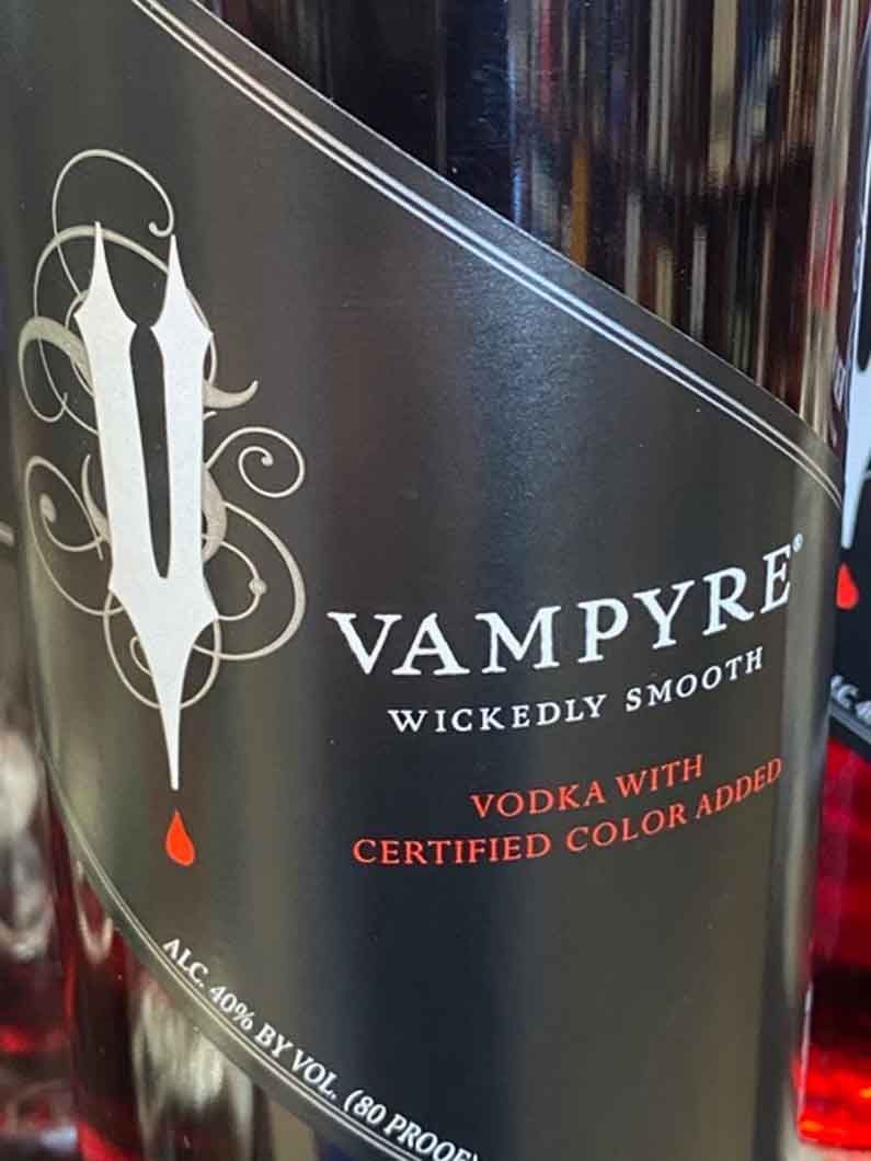 A bottle of vampyre wickedly smooth vodka with certified colorado