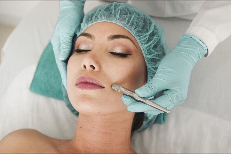 Woman receiving a polished professional facial treatment