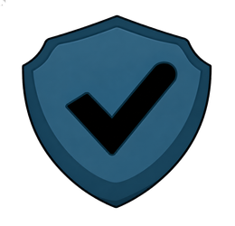 A white checkmark centered inside a dark olive green shield icon.