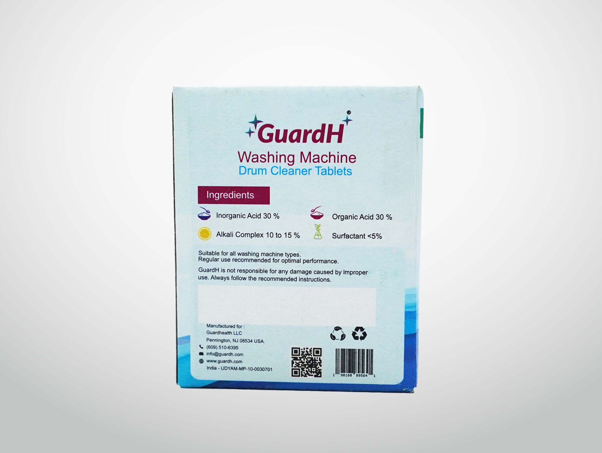 The back of a box of guardh washing machine powder