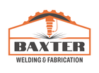 Logo for Baxter Welding & Fabrication featuring an orange gear and cutting torch icon above dark grey text.