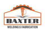 Logo for Baxter Welding & Fabrication featuring an orange gear and cutting torch icon above dark grey text.