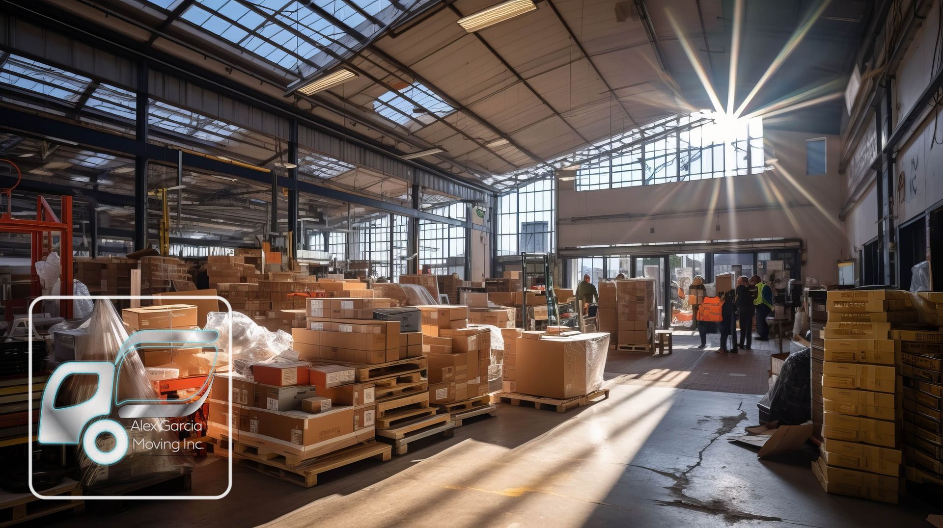 A large warehouse filled with lots of boxes and pallets.
