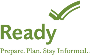 A logo that says ready prepare plan stay informed