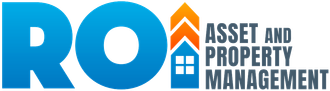 ROI Asset and Property Management logo in blue and gray with orange house icon