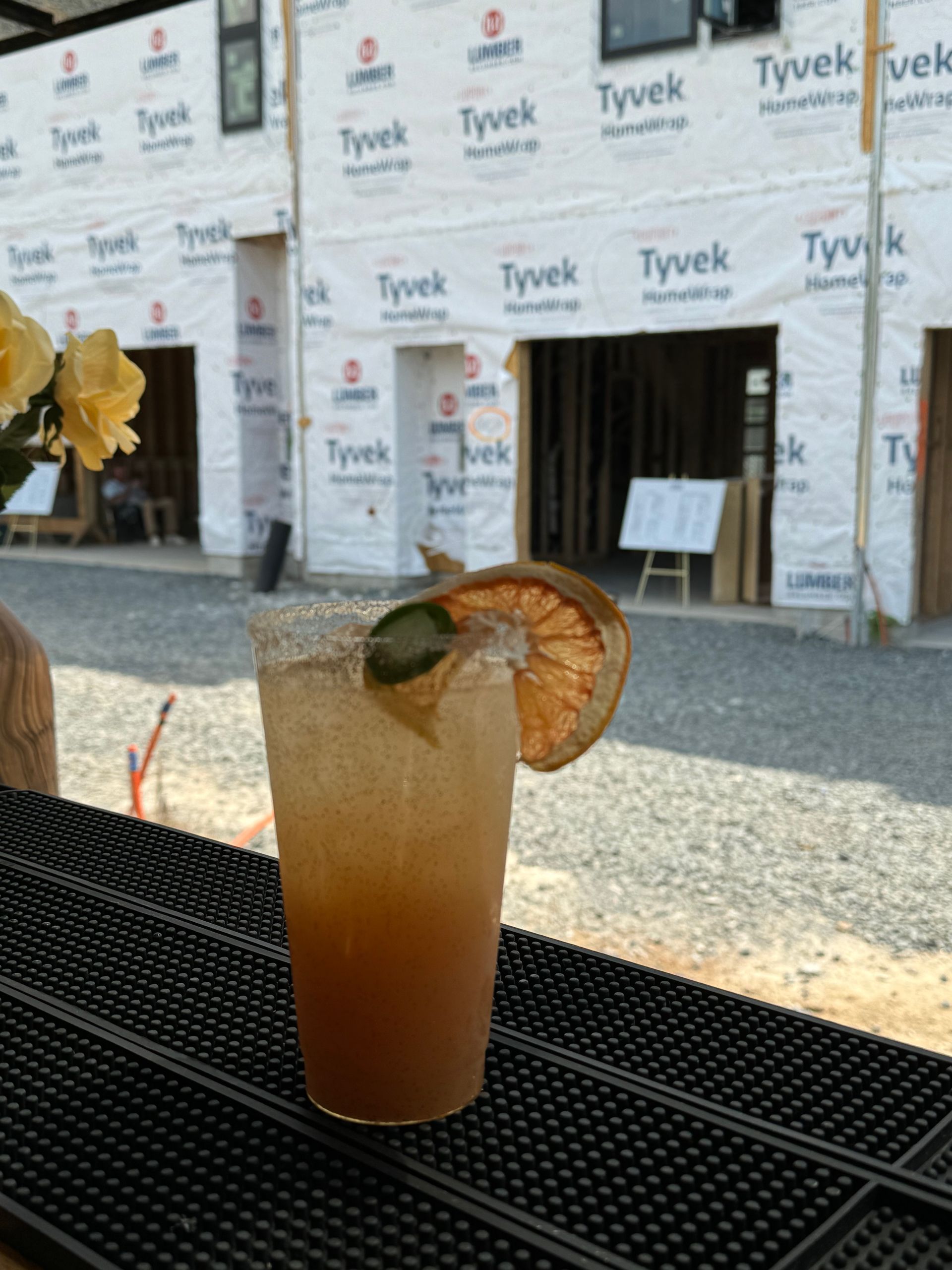 craft cocktail with dried orange garnish