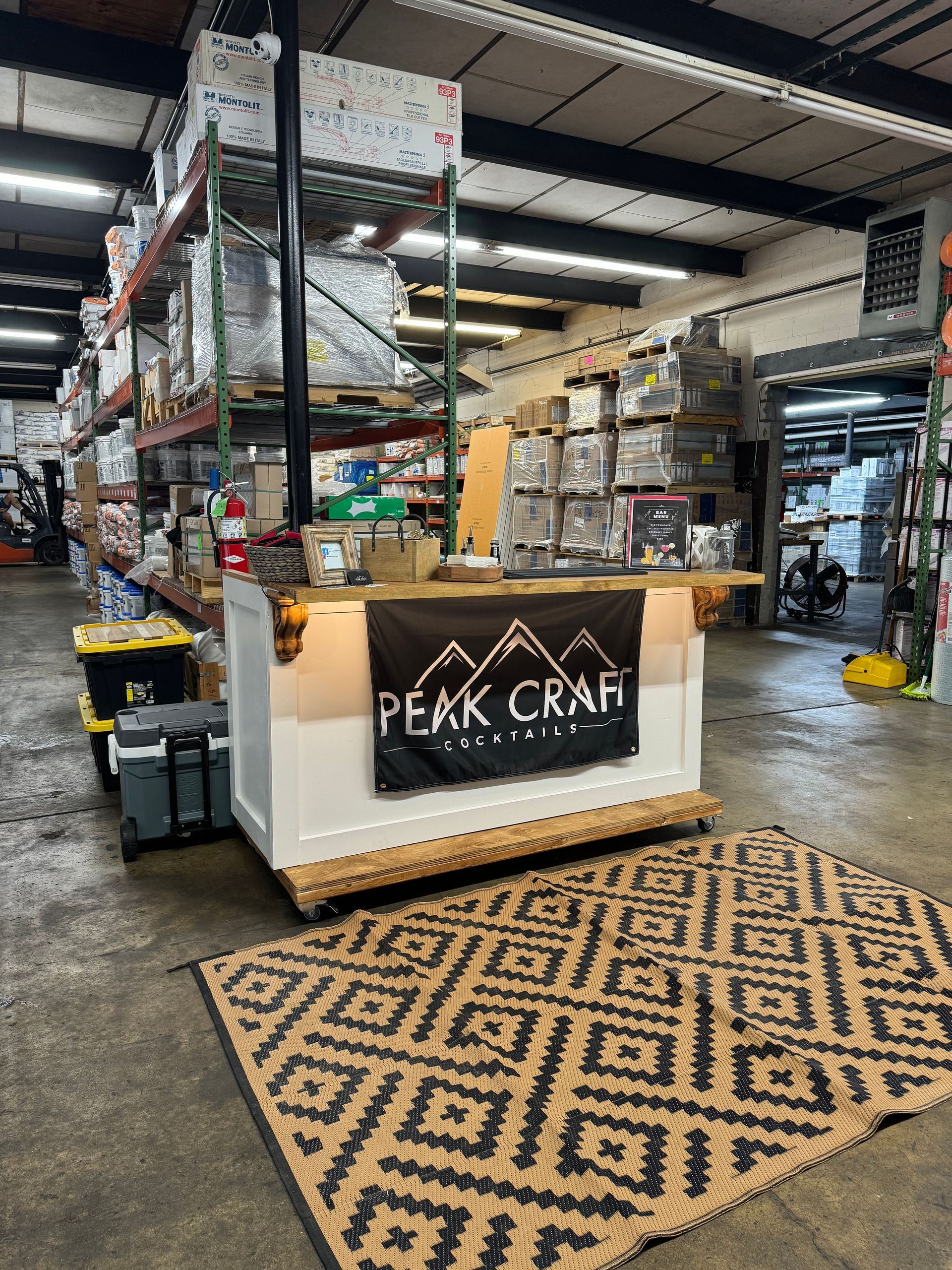 A warehouse with a sign that says peak craft on it.