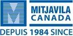 Logo de Mitjavila Canada, fondée en 1984. Carré bleu avec un « M » stylisé, le texte « MITJAVILA CANADA », « DEPUIS 1984 SINCE ».