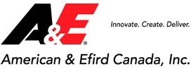 Logo de American & Efrid Canada, Inc. représentant « A&E » avec un « A » noir, un « E » rouge et le slogan « Innover. Créer. Livrer. »