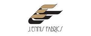 Logo de Jennis Fabrics, représentant un « J » stylisé avec des éléments dorés et noirs au-dessus du nom de l'entreprise.